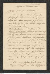 Nachlass Franz Steindachner, Brief von Casimir Moesch an Franz Steindachner (31.12.1883), Inv.Nr. 344.02, Seite 1